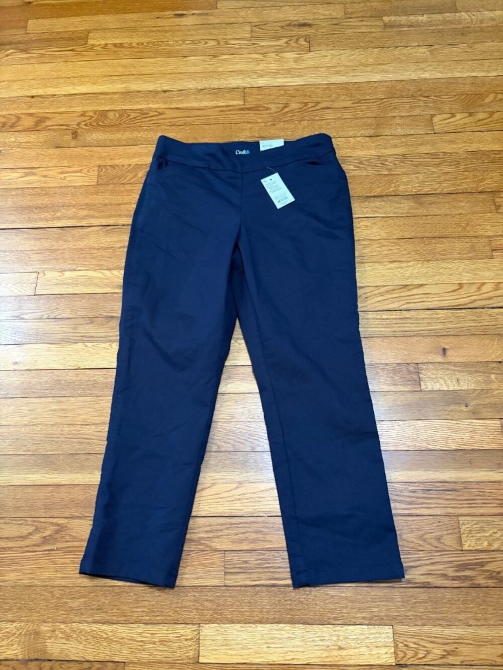 Croft & Barrow Womens Effortless Stretch Pant Size 14 SHORT Navy Blue NWT $40